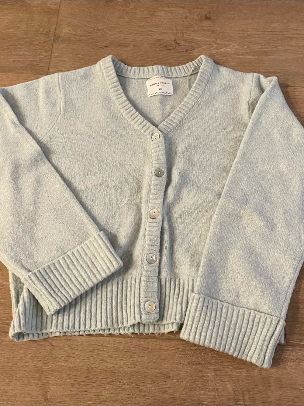 Soft Light Blue V-Neck Button Cardigan - XS